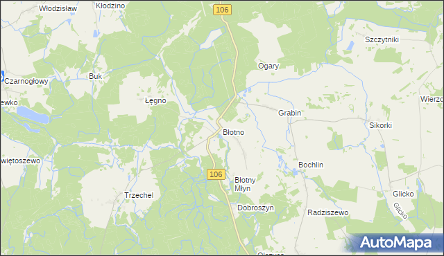 mapa Błotno gmina Nowogard, Błotno gmina Nowogard na mapie Targeo