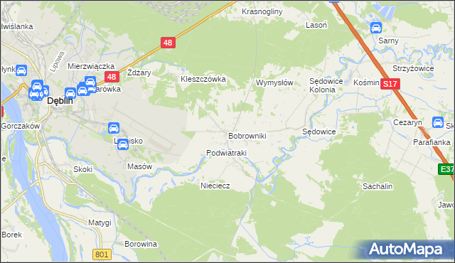 mapa Bobrowniki gmina Ryki, Bobrowniki gmina Ryki na mapie Targeo