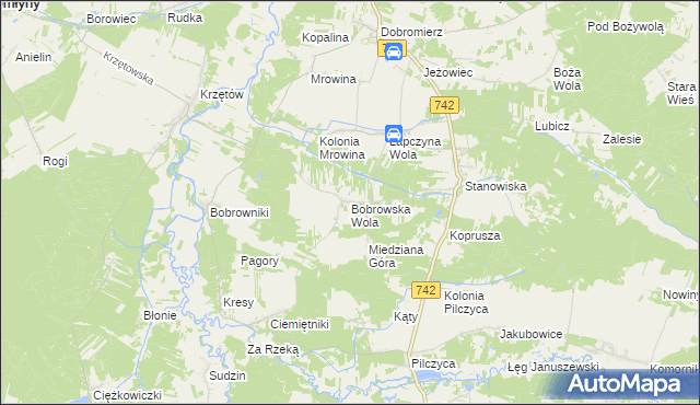 mapa Bobrowska Wola, Bobrowska Wola na mapie Targeo