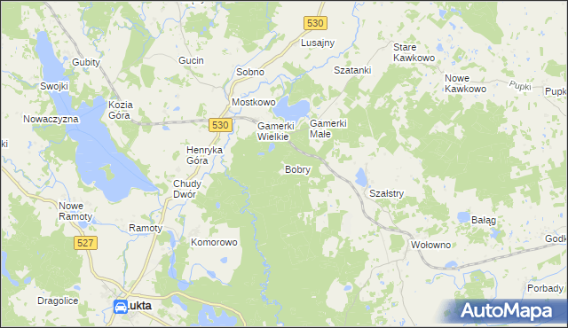 mapa Bobry gmina Jonkowo, Bobry gmina Jonkowo na mapie Targeo