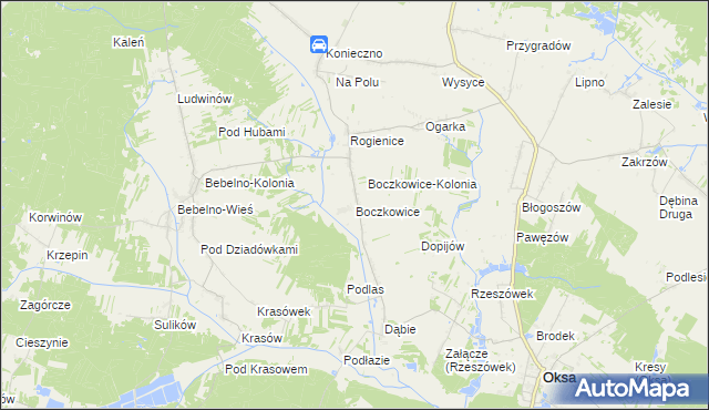 mapa Boczkowice gmina Włoszczowa, Boczkowice gmina Włoszczowa na mapie Targeo