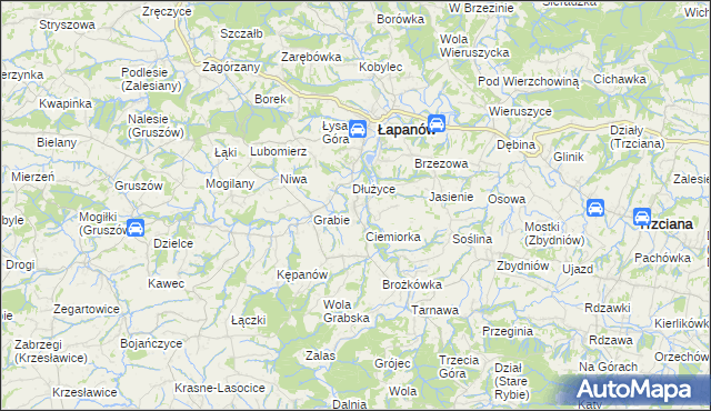 mapa Boczów gmina Łapanów, Boczów gmina Łapanów na mapie Targeo