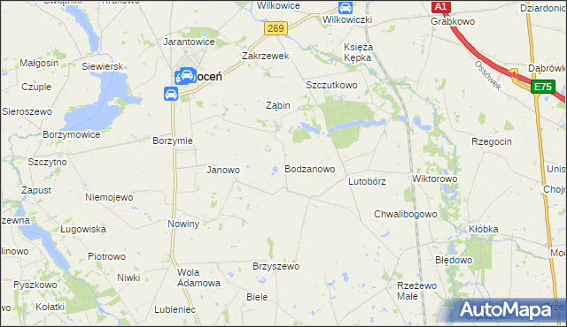 mapa Bodzanowo gmina Choceń, Bodzanowo gmina Choceń na mapie Targeo