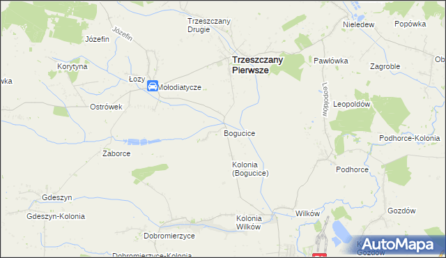 mapa Bogucice gmina Trzeszczany, Bogucice gmina Trzeszczany na mapie Targeo