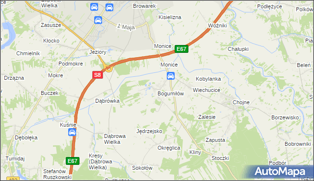 mapa Bogumiłów gmina Sieradz, Bogumiłów gmina Sieradz na mapie Targeo