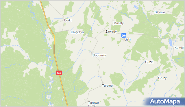 mapa Bogumiły gmina Pisz, Bogumiły gmina Pisz na mapie Targeo