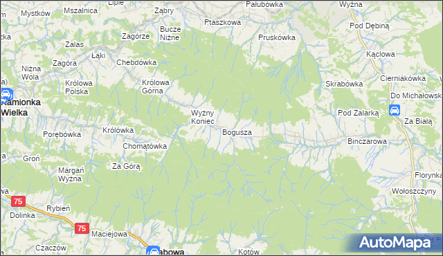 mapa Bogusza, Bogusza na mapie Targeo