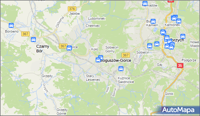 mapa Boguszów-Gorce, Boguszów-Gorce na mapie Targeo