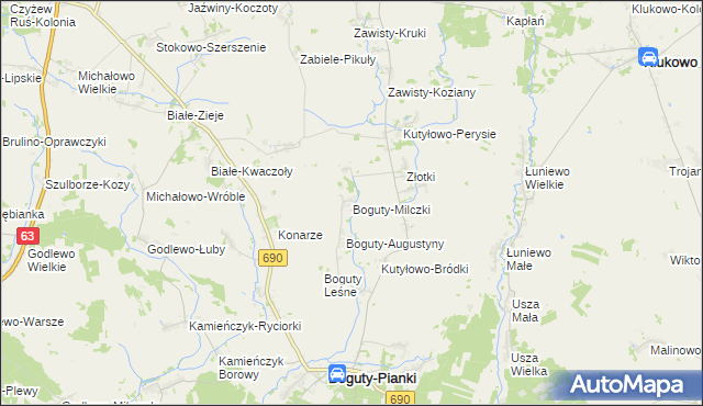 mapa Boguty-Milczki, Boguty-Milczki na mapie Targeo
