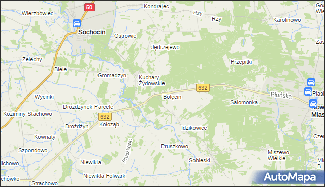 mapa Bolęcin gmina Sochocin, Bolęcin gmina Sochocin na mapie Targeo