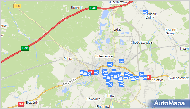 mapa Bolesławice gmina Bolesławiec, Bolesławice gmina Bolesławiec na mapie Targeo