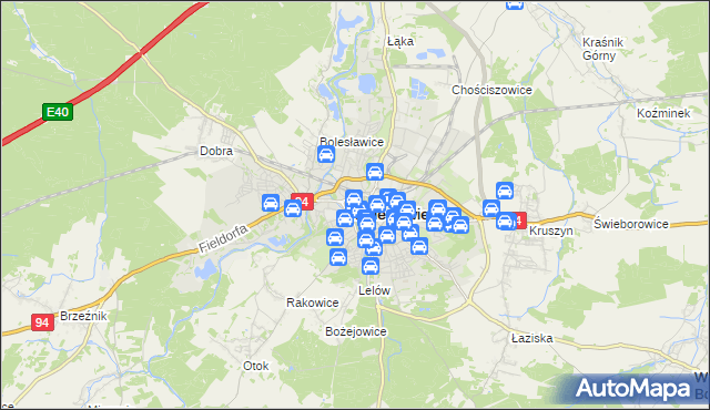 mapa Bolesławca, Bolesławiec na mapie Targeo