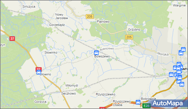 mapa Boleszewo, Boleszewo na mapie Targeo