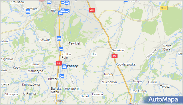 mapa Bór gmina Szaflary, Bór gmina Szaflary na mapie Targeo