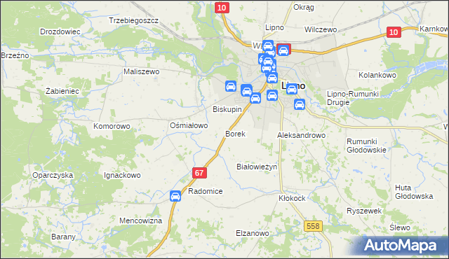 mapa Borek gmina Lipno, Borek gmina Lipno na mapie Targeo