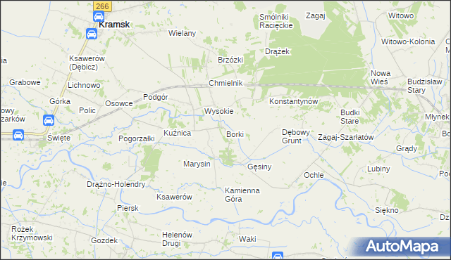 mapa Borki gmina Kramsk, Borki gmina Kramsk na mapie Targeo