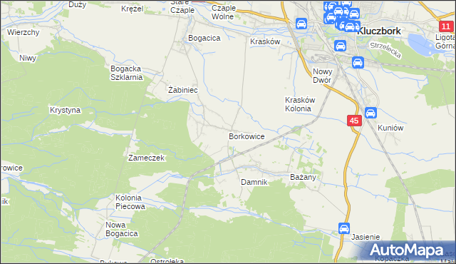mapa Borkowice gmina Kluczbork, Borkowice gmina Kluczbork na mapie Targeo