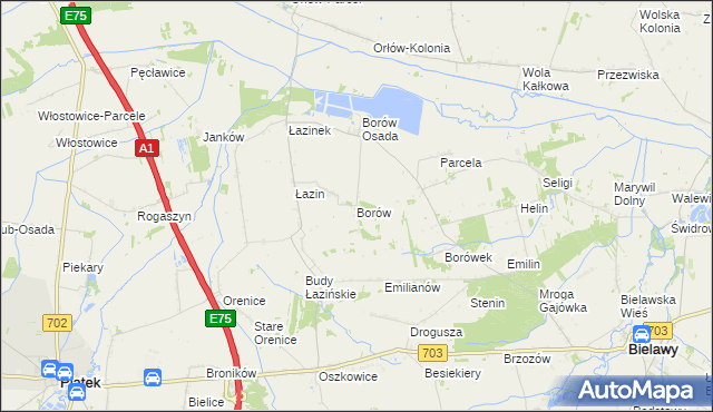 mapa Borów gmina Bielawy, Borów gmina Bielawy na mapie Targeo