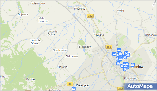 mapa Bratoszów, Bratoszów na mapie Targeo