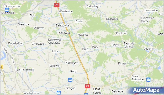 mapa Breń gmina Lisia Góra, Breń gmina Lisia Góra na mapie Targeo
