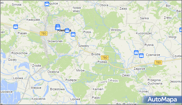 mapa Brodła, Brodła na mapie Targeo