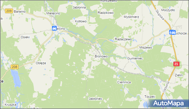 mapa Bronowo gmina Kępice, Bronowo gmina Kępice na mapie Targeo