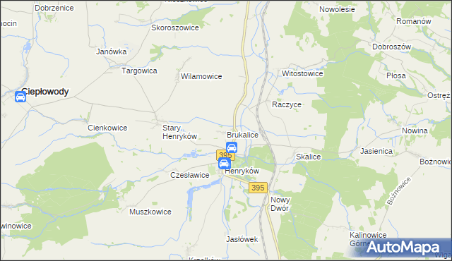 mapa Brukalice, Brukalice na mapie Targeo