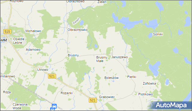 mapa Brusiny Małe, Brusiny Małe na mapie Targeo