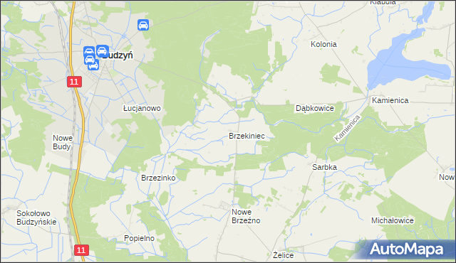 mapa Brzekiniec, Brzekiniec na mapie Targeo