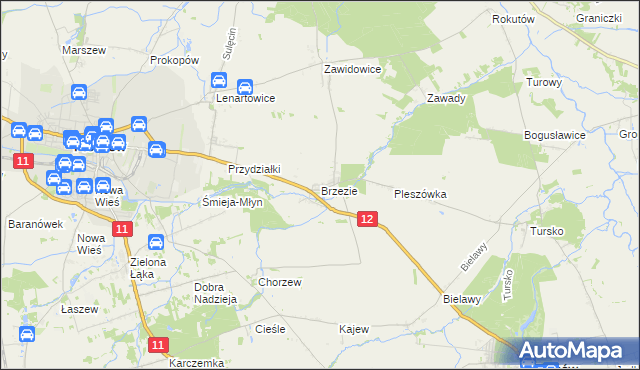 mapa Brzezie gmina Pleszew, Brzezie gmina Pleszew na mapie Targeo