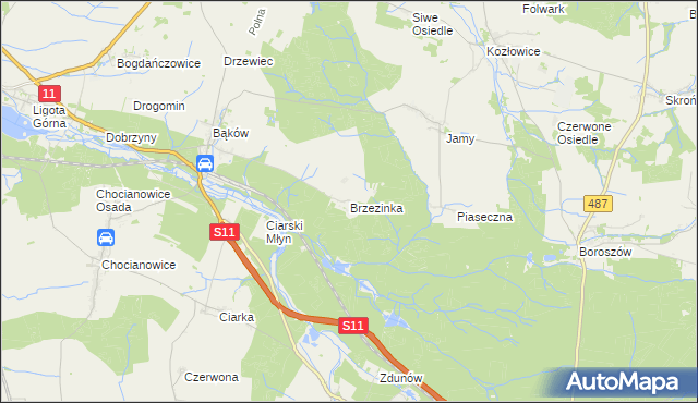 mapa Brzezinka gmina Kluczbork, Brzezinka gmina Kluczbork na mapie Targeo