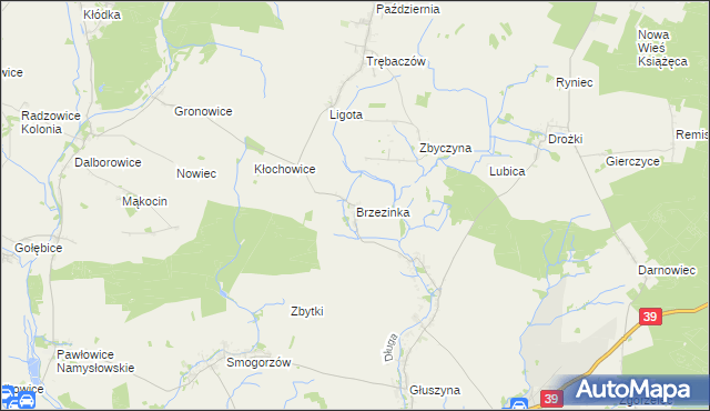 mapa Brzezinka gmina Namysłów, Brzezinka gmina Namysłów na mapie Targeo