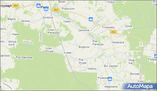 mapa Brzezinki gmina Wręczyca Wielka, Brzezinki gmina Wręczyca Wielka na mapie Targeo