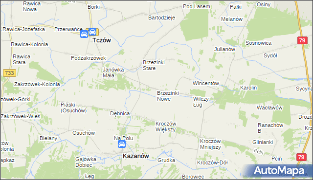 mapa Brzezinki Nowe, Brzezinki Nowe na mapie Targeo