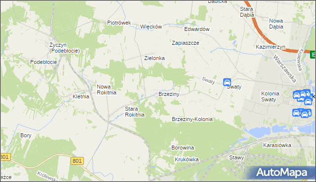 mapa Brzeziny gmina Stężyca, Brzeziny gmina Stężyca na mapie Targeo