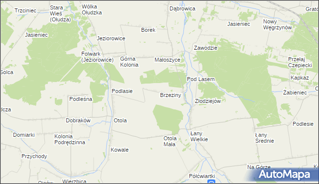 mapa Brzeziny gmina Żarnowiec, Brzeziny gmina Żarnowiec na mapie Targeo