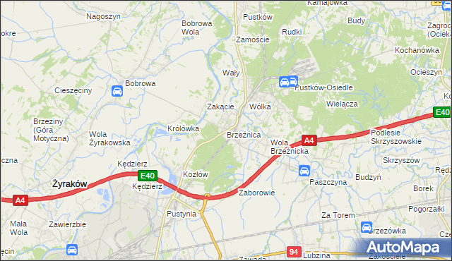 mapa Brzeźnica gmina Dębica, Brzeźnica gmina Dębica na mapie Targeo