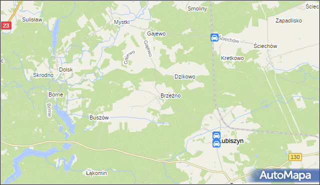 mapa Brzeźno gmina Lubiszyn, Brzeźno gmina Lubiszyn na mapie Targeo