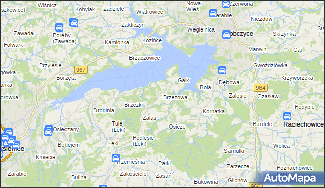 mapa Brzezowa gmina Dobczyce, Brzezowa gmina Dobczyce na mapie Targeo