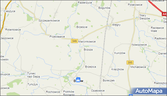 mapa Brzoza gmina Borów, Brzoza gmina Borów na mapie Targeo