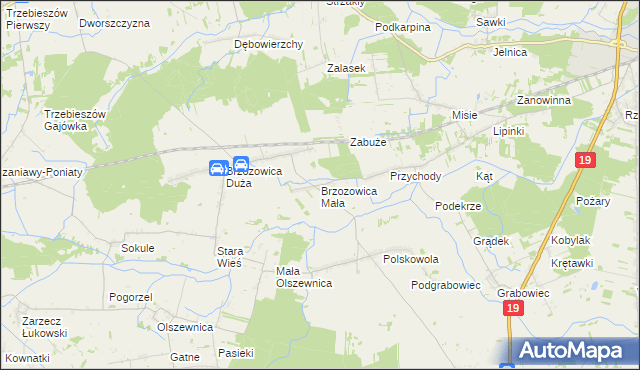 mapa Brzozowica Mała, Brzozowica Mała na mapie Targeo