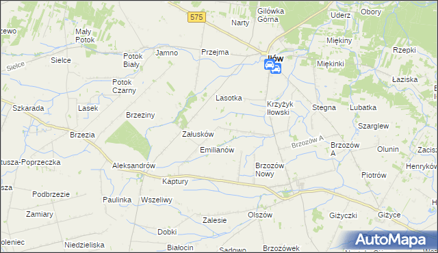 mapa Brzozowiec gmina Iłów, Brzozowiec gmina Iłów na mapie Targeo