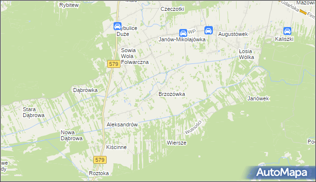 mapa Brzozówka gmina Czosnów, Brzozówka gmina Czosnów na mapie Targeo