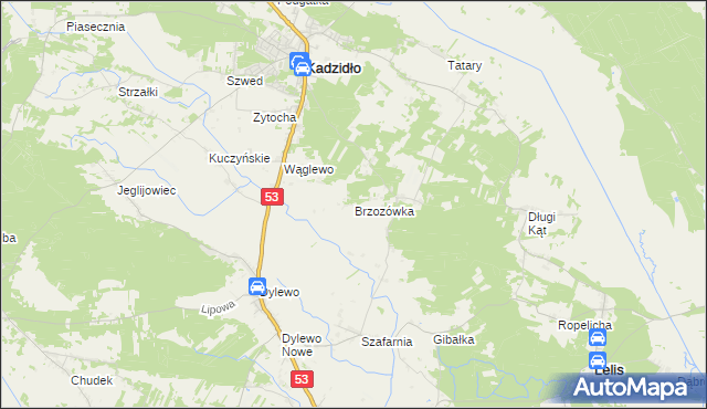 mapa Brzozówka gmina Kadzidło, Brzozówka gmina Kadzidło na mapie Targeo