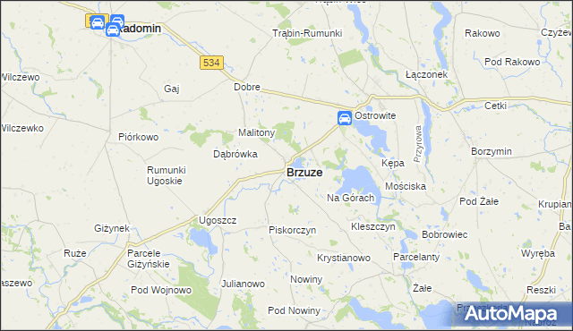 mapa Brzuze, Brzuze na mapie Targeo