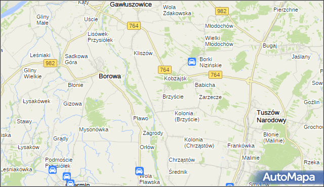 mapa Brzyście gmina Gawłuszowice, Brzyście gmina Gawłuszowice na mapie Targeo