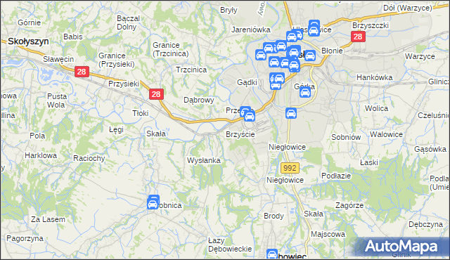 mapa Brzyście gmina Jasło, Brzyście gmina Jasło na mapie Targeo