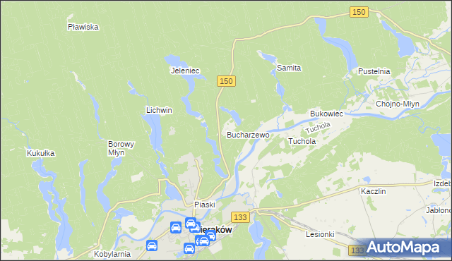 mapa Bucharzewo, Bucharzewo na mapie Targeo