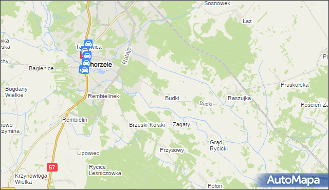 mapa Budki gmina Chorzele, Budki gmina Chorzele na mapie Targeo