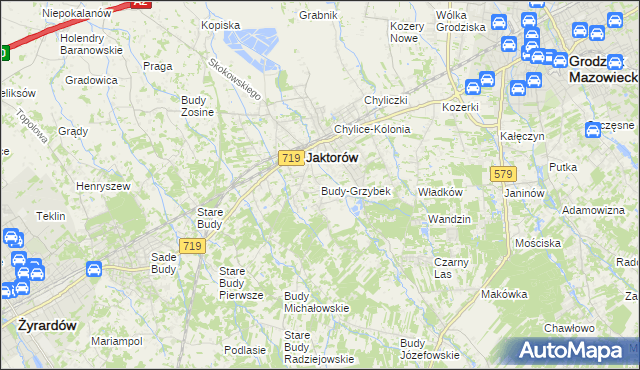 mapa Budy-Grzybek, Budy-Grzybek na mapie Targeo